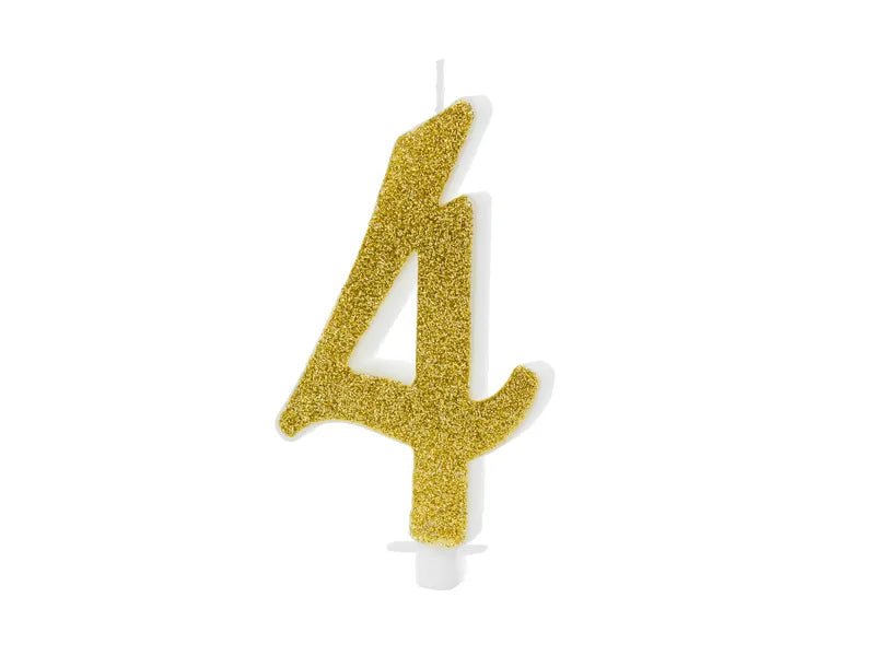 XL Geburtstagskerze Gold Glitzer "4"