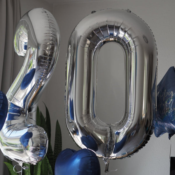 Zahlen Ballon 2 XXL Silber