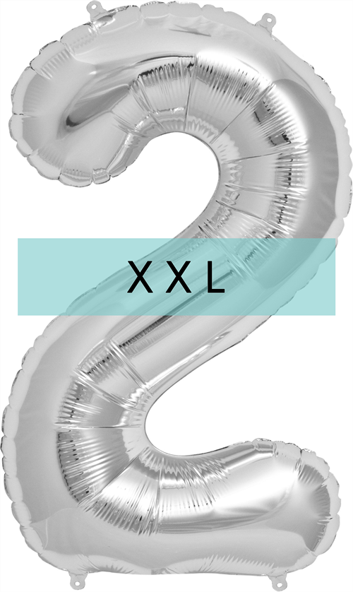 Zahlen Ballon 2 XXL Silber - DECORAMI