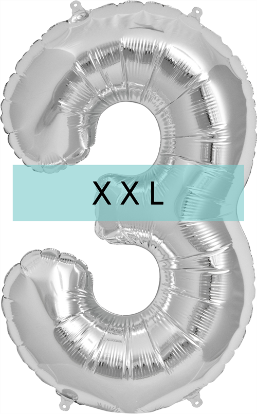 Zahlen Ballon 3 XXL Silber - DECORAMI