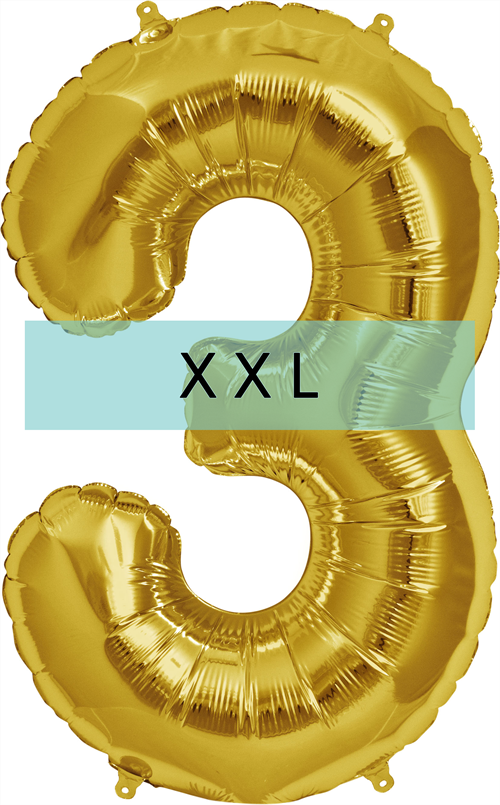 Zahlen Ballon 3 XXL Gold - DECORAMI