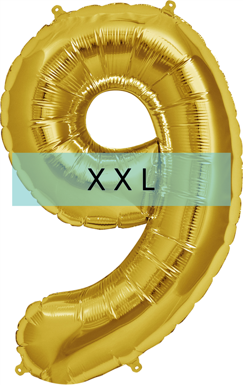 Zahlen Ballon 9 XXL Gold - DECORAMI