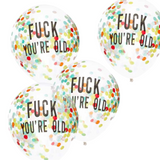 Konfetti-Ballons "Fuck You're Old" Ø 30,5cm Bunt 5 Stk. - DECORAMI