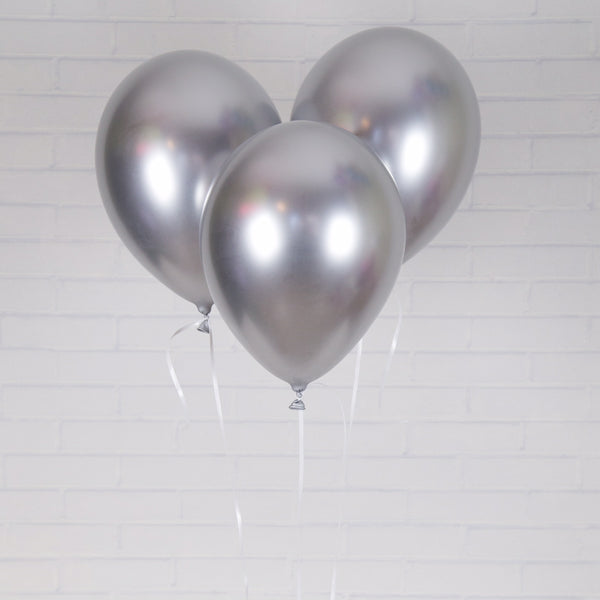 Luftballon Ø 30cm Chrom-Silber 10 Stk. - DECORAMI