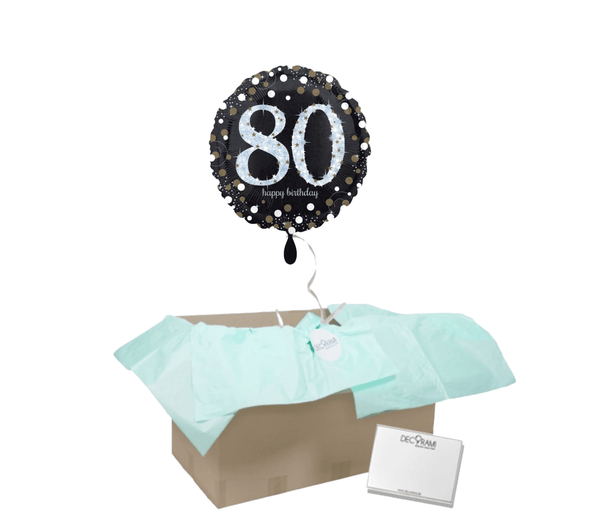 Heliumballon-Geschenk "80 Happy Birthday" Sparkling Silver 1 Ballon - DECORAMI