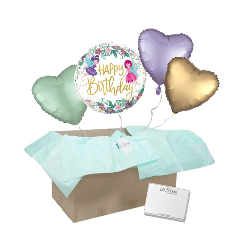 Heliumballon-Geschenk "Happy Birthday" Wild Flowers Fairies - DECORAMI