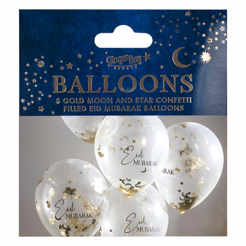 Konfetti-Ballons Ø 30 cm "Eid Mubarak" 5 Stk. - DECORAMI