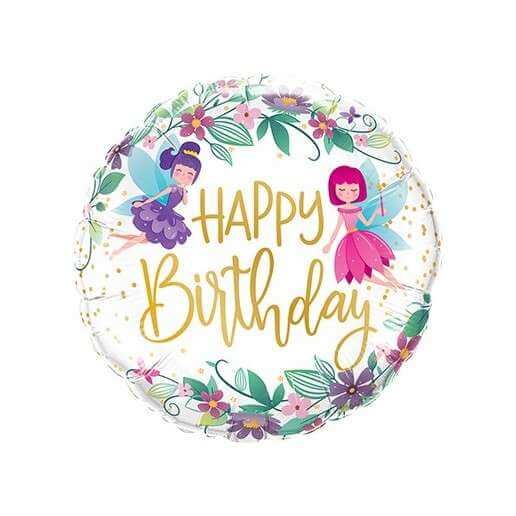 Geburtstagsballon "Happy Birthday" Wild Flowers Fairies - DECORAMI