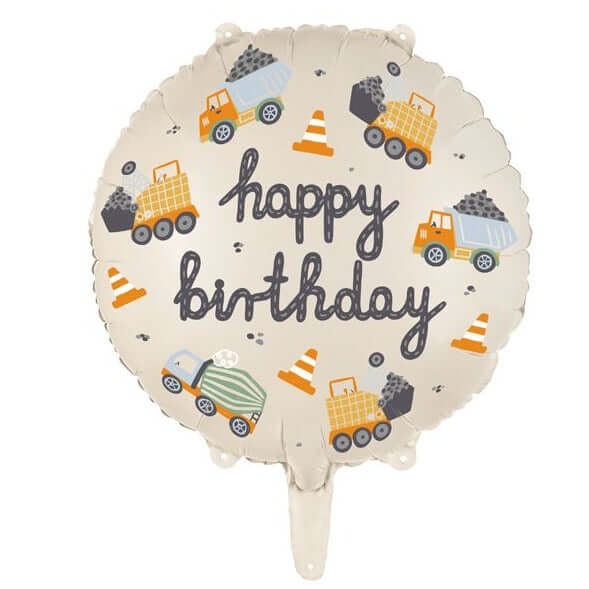 Heliumballon-Geschenk "Happy Birthday" Baufahrzeuge