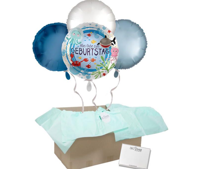 Heliumballon-Geschenk Unterwasserwelt "Alles Gute zum Geburtstag" - DECORAMI