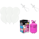 Helium-Party Paket inkl. Luftballons Weiß (50 Stk.) - DECORAMI