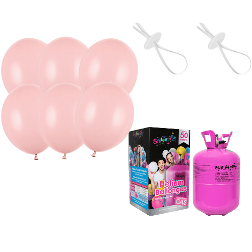 Helium-Party Paket inkl. Luftballons Pastell Rosa (50 Stk.) - DECORAMI