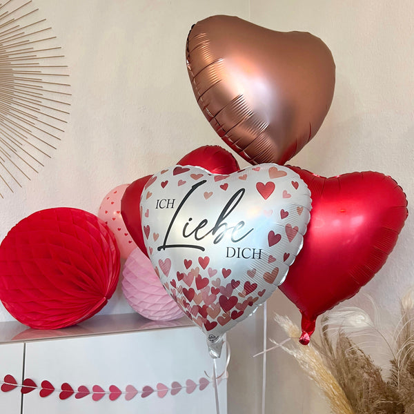 Heliumballon-Geschenk Valentinstag "Ich liebe Dich" Herzchen inkl. Herz-Konfetti - DECORAMI