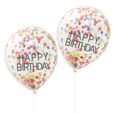 Luftballon Ø 30cm "Happy Birthday" Rainbow Konfetti 5 Stk. - DECORAMI