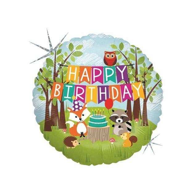 Heliumballon-Geschenk "Happy Birthday" Waldtiere - DECORAMI