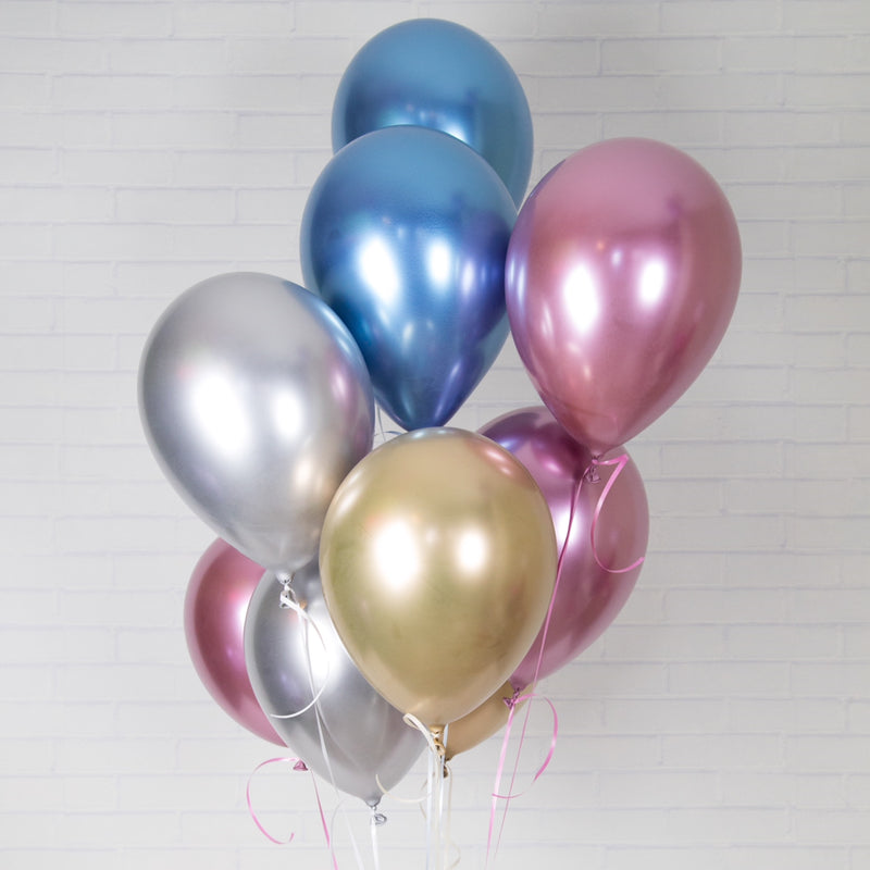 Luftballon Ø 30cm Chrom-Silber 10 Stk. - DECORAMI