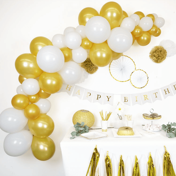 Ballongirlanden-Kit DIY Gold-Weiß