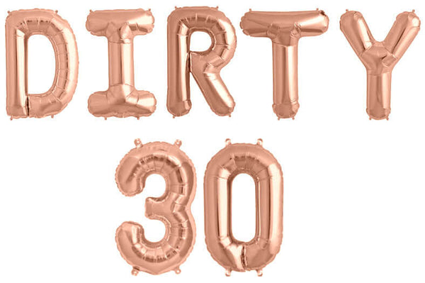 Ballonschriftzug "Dirty 30" Roségold - DECORAMI