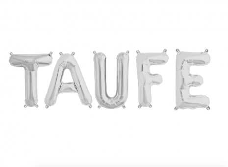 Ballonschriftzug "Taufe" Silber - DECORAMI