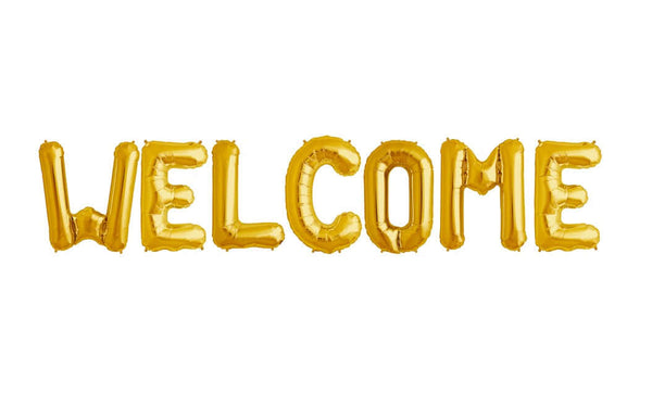 Ballonschriftzug "Welcome" Gold - DECORAMI