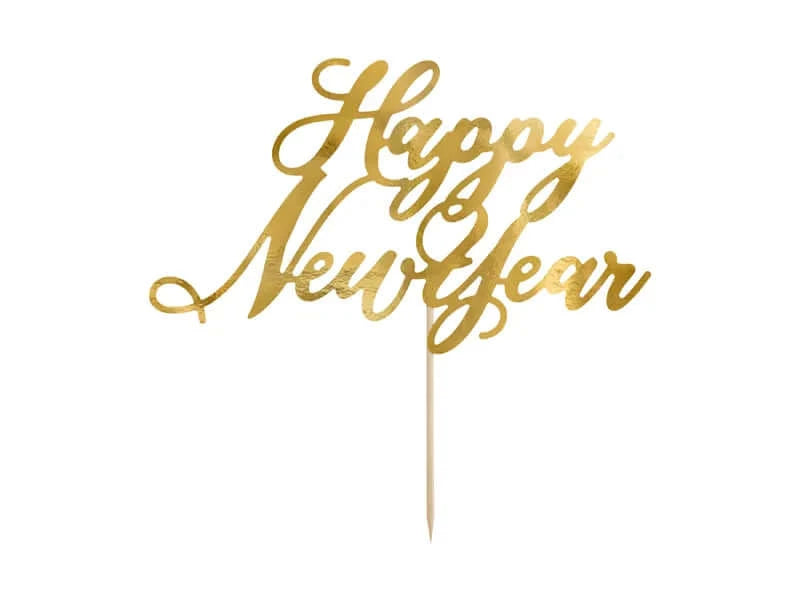 Caketopper "Happy New Year" Gold Papier - DECORAMI