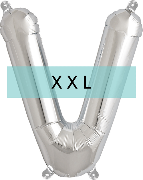 Buchstaben Ballon V XXL Silber - DECORAMI
