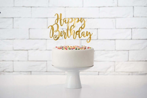 Caketopper "Happy Birthday" Gold Papier - DECORAMI