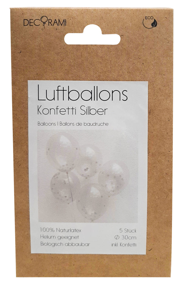 Luftballon-Set Konfetti Silber 5 Stk. - DECORAMI