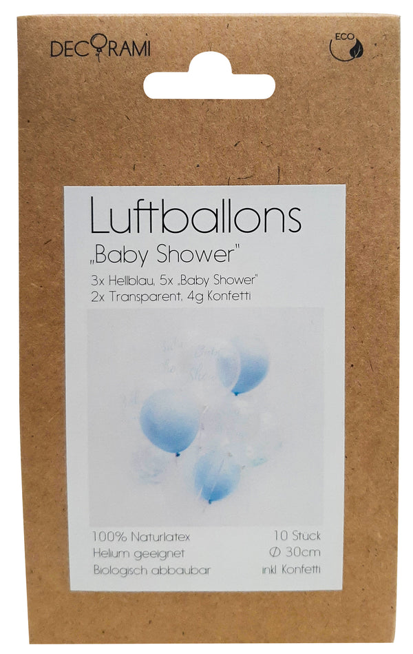Luftballon-Set "Baby Shower" Blau 10 Stk. - DECORAMI