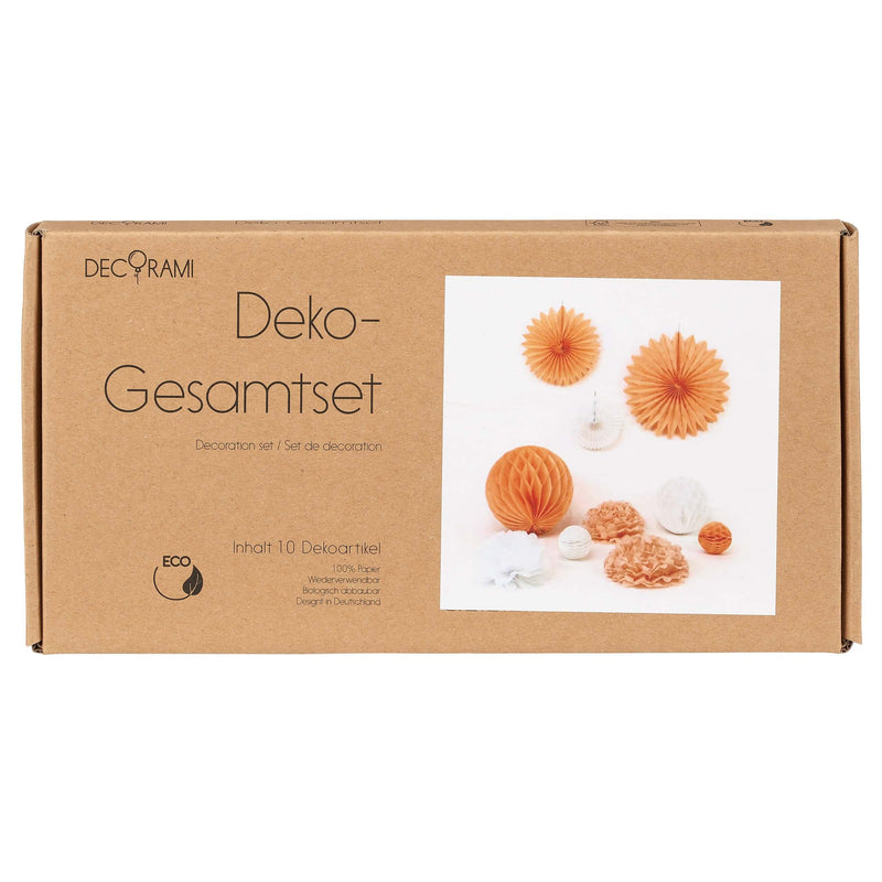 Deko-Gesamtset Apricot-Weiß 10-tlg. - DECORAMI
