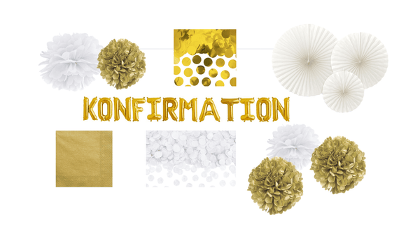 Deko-Gesamtset Konfirmation Gold - DECORAMI