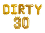 Ballonschriftzug "Dirty 30" Gold - DECORAMI