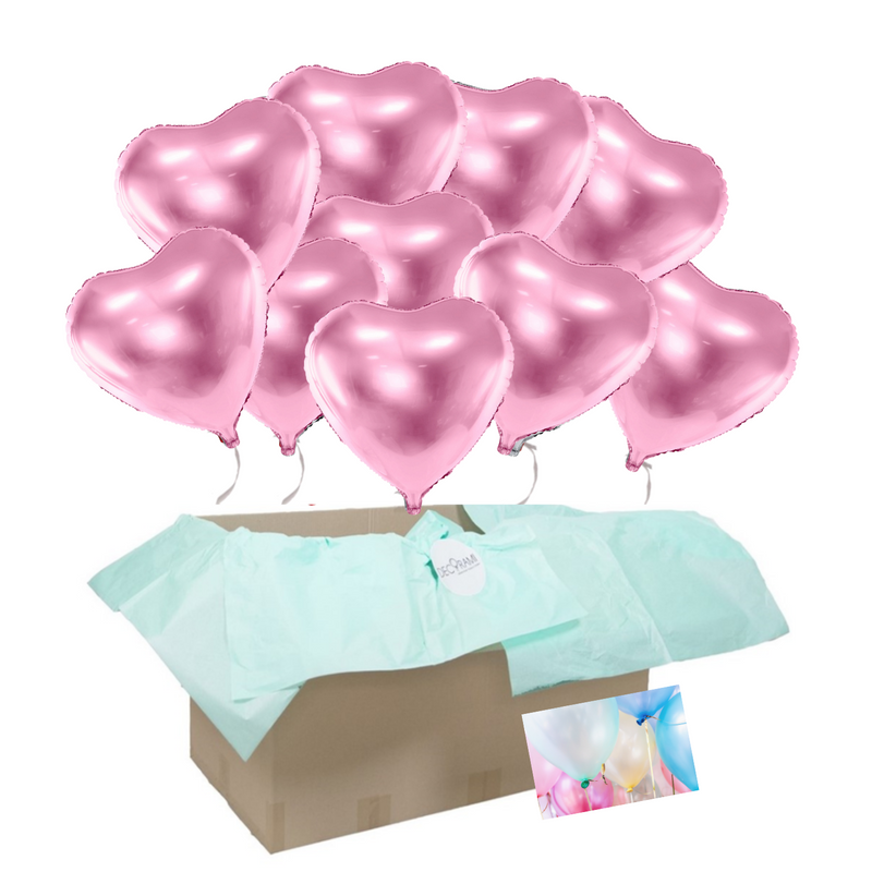 Heliumballon-Geschenk XL 10 Herzen Rosa - DECORAMI
