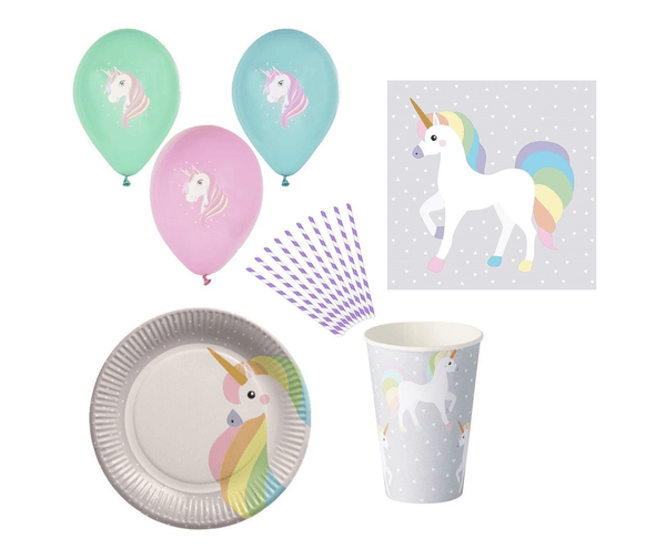 Eco-Partygeschirr-Gesamt Set "Unicorn" - DECORAMI