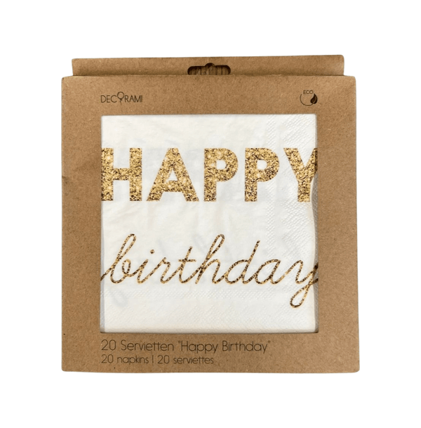 Eco-Servietten "Happy Birthday" Sparkle 20+1 Stk. - DECORAMI