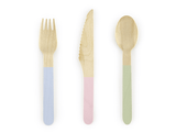 Einweg Holz-Besteck-Set mit buntem Aufdruck 18-tlg. - DECORAMI