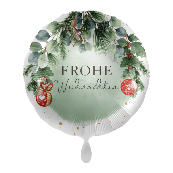 Rund-Folienballon "Frohe Weihnachten" Weihnachtskranz - DECORAMI