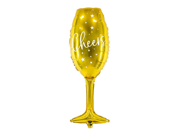 Folienballon Glas Cheers Gold - DECORAMI