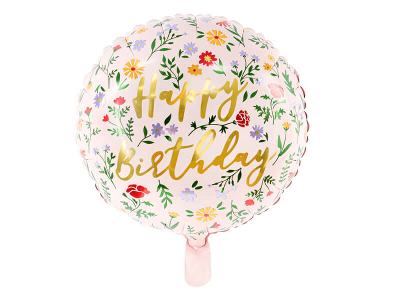 Geburtstagsballon "Happy Birthday" Boho Flowers - DECORAMI