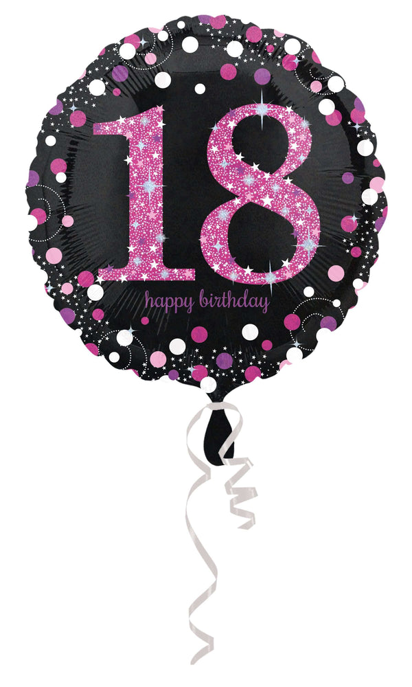 Geburtstagsballon "18 Happy Birthday" Pink - DECORAMI
