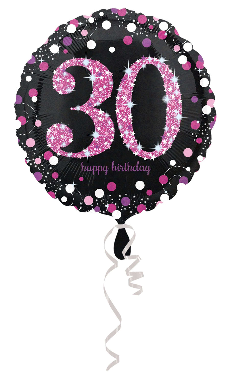 Geburtstagsballon "30 Happy Birthday" Pink - DECORAMI