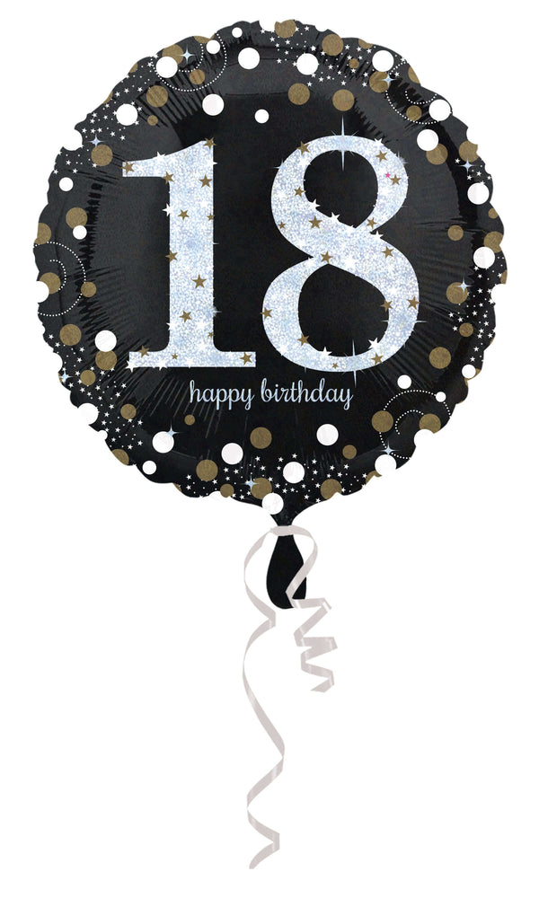 Geburtstagsballon "18 Happy Birthday" Sparkling - DECORAMI
