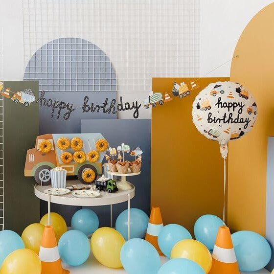 Geburtstagsballon "Happy Birthday" Baustelle
