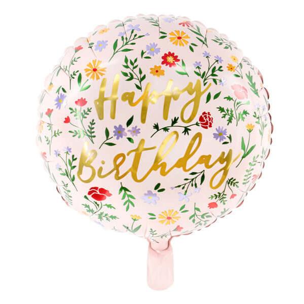 Geburtstagsballon "Happy Birthday" Boho Flowers - DECORAMI