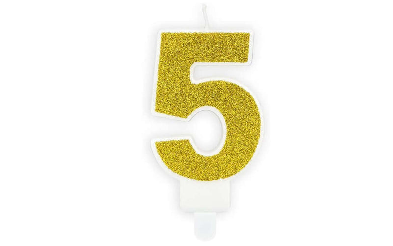 Geburtstagskerze Gold Glitzer "5" - DECORAMI