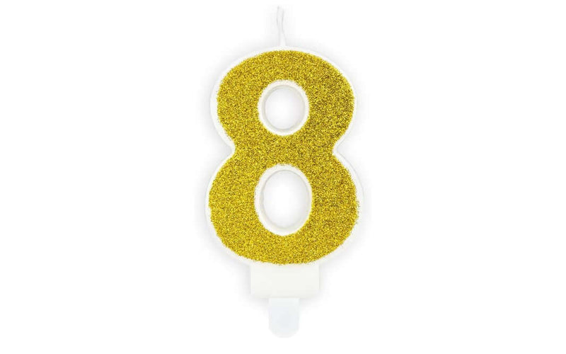 Geburtstagskerze Gold Glitzer "8" - DECORAMI
