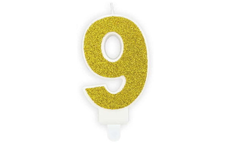 Geburtstagskerze Gold Glitzer "9" - DECORAMI