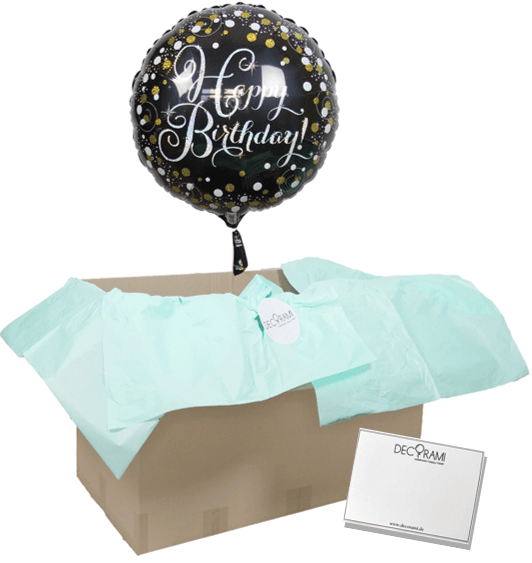 Heliumballon-Geschenk Happy Birthday Sparkling Silber - DECORAMI