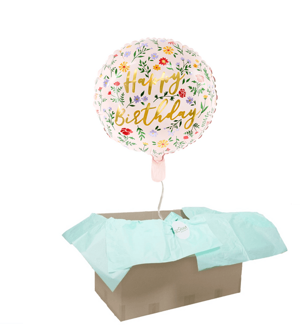 Heliumballon-Geschenk "Happy Birthday" Boho Flower 1 Ballon - DECORAMI