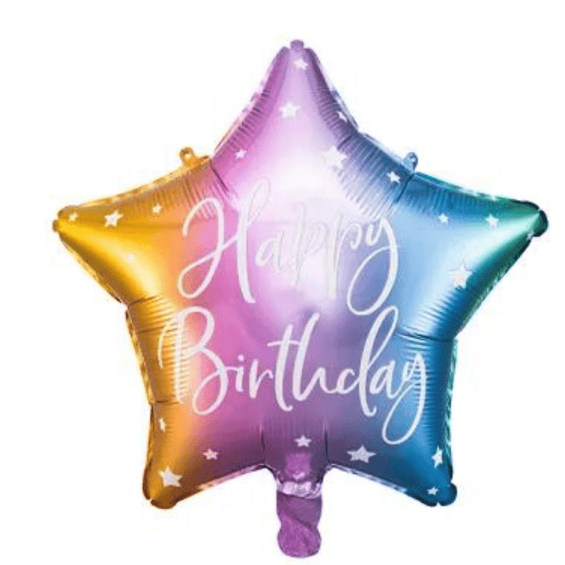 Heliumballon-Geschenk Stern-Folienballon "Happy Birthday" Bunt - DECORAMI